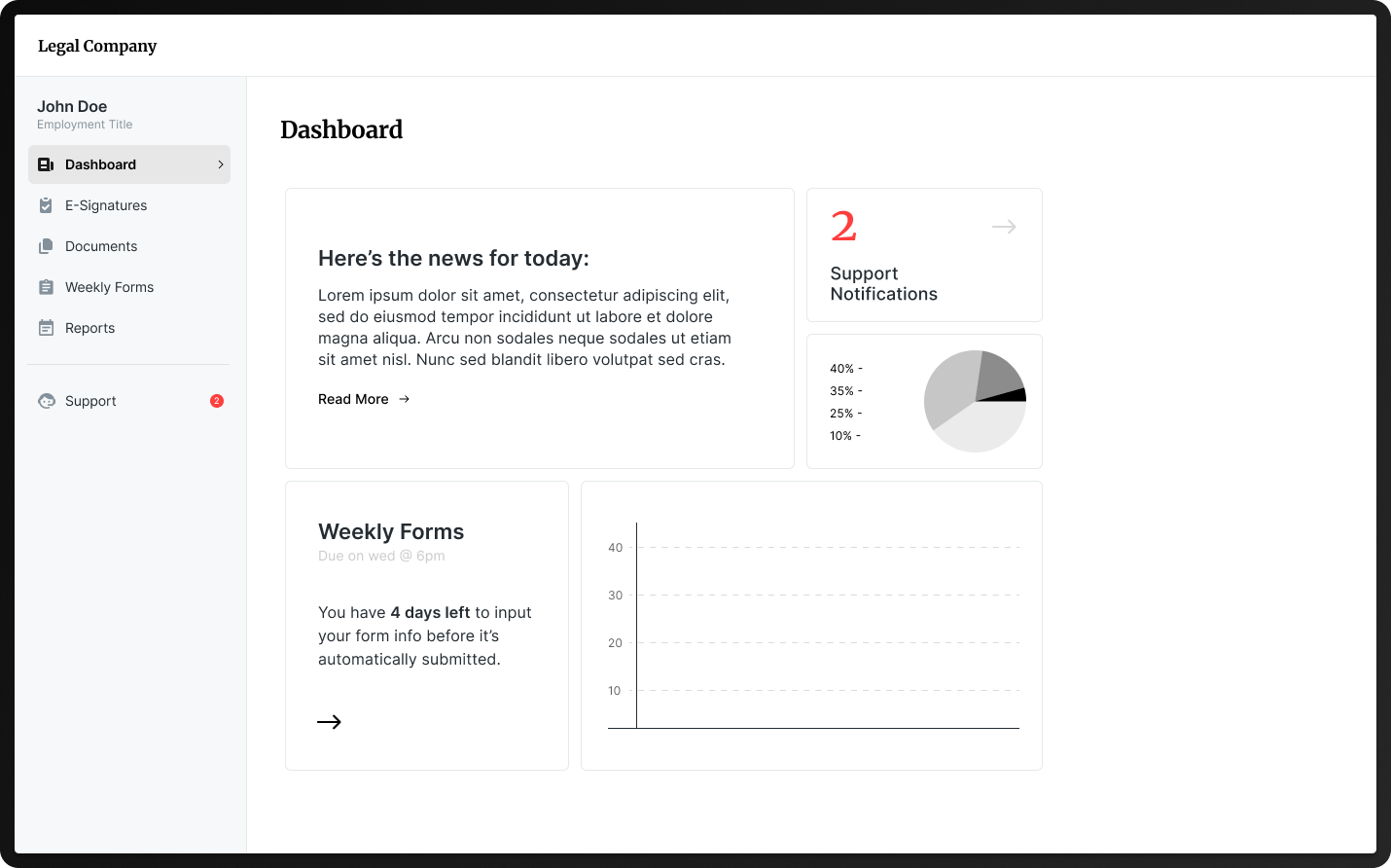 law firm software dashboard