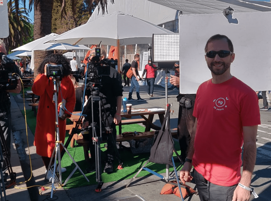 Deep Fork Technology owner being interviewed by news team